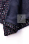 CHANEL 14B Navy Purple Metallic Tweed Jacket 36 38 シャネル ネイビー パープル メタリック ツイード ジャケット 即発