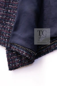 CHANEL 14B Navy Purple Metallic Tweed Jacket 36 38 シャネル ネイビー パープル メタリック ツイード ジャケット 即発