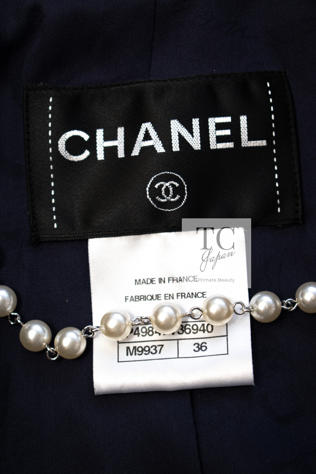 CHANEL 14B Navy Purple Metallic Tweed Jacket 36 38 シャネル ネイビー パープル メタリック ツイード ジャケット 即発