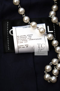 CHANEL 14B Navy Purple Metallic Tweed Jacket 36 38 シャネル ネイビー パープル メタリック ツイード ジャケット 即発
