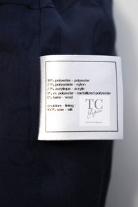 CHANEL 14B Navy Purple Metallic Tweed Jacket 36 38 シャネル ネイビー パープル メタリック ツイード ジャケット 即発