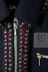 CHANEL 10PF Black Zipper Pocket Wool Silk Jacket 38 シャネル ブラック ジッパー ポケット ウール シルク ジャケット 即発