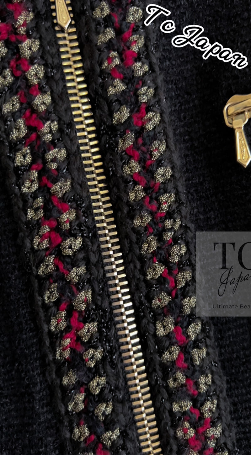 CHANEL 10PF Black Zipper Pocket Wool Silk Jacket 38 シャネル ブラック ジッパー ポケット ウール シルク ジャケット 即発