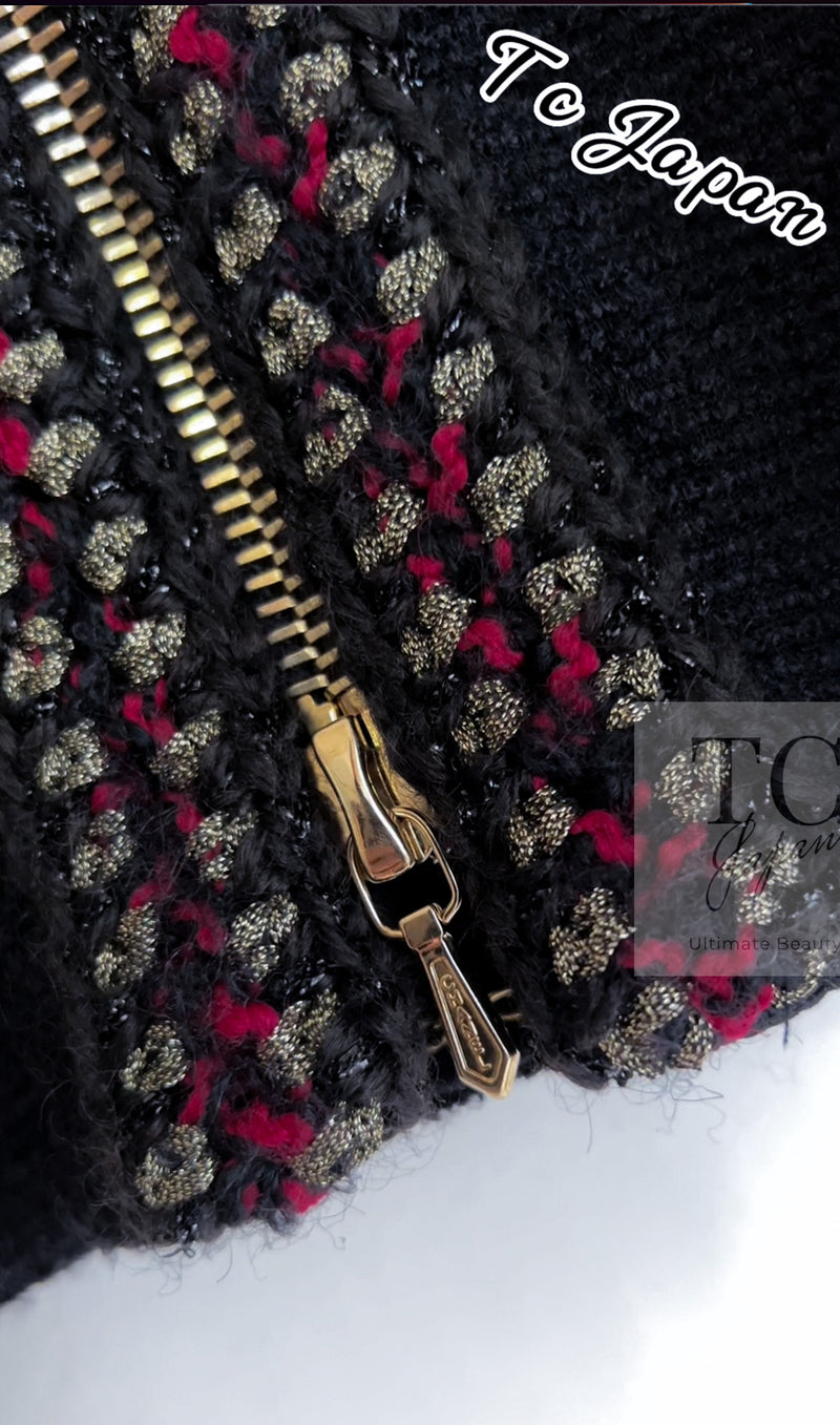 CHANEL 10PF Black Zipper Pocket Wool Silk Jacket 38 シャネル ブラック ジッパー ポケット ウール シルク ジャケット 即発