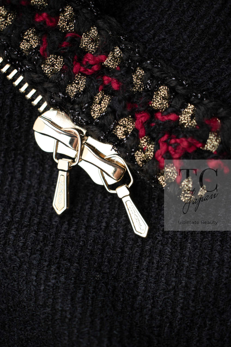 CHANEL 10PF Black Zipper Pocket Wool Silk Jacket 38 シャネル ブラック ジッパー ポケット ウール シルク ジャケット 即発