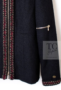 CHANEL 10PF Black Zipper Pocket Wool Silk Jacket 38 シャネル ブラック ジッパー ポケット ウール シルク ジャケット 即発