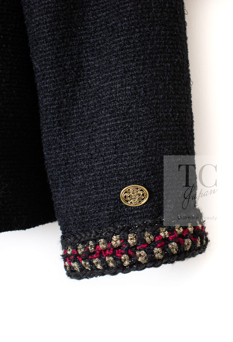 CHANEL 10PF Black Zipper Pocket Wool Silk Jacket 38 シャネル ブラック ジッパー ポケット ウール シルク ジャケット 即発