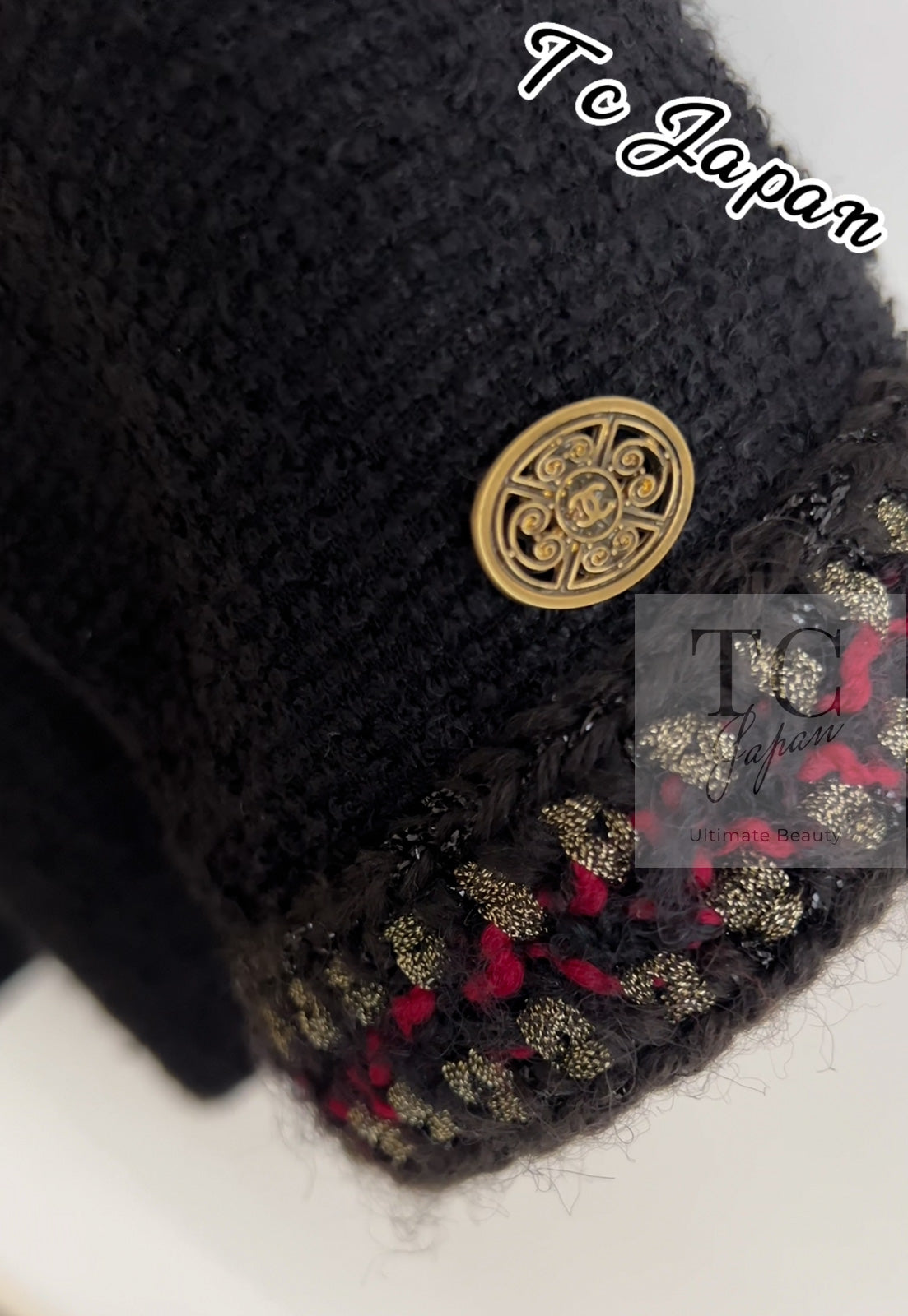 CHANEL 10PF Black Zipper Pocket Wool Silk Jacket 38 シャネル ブラック ジッパー ポケット ウール シルク ジャケット 即発