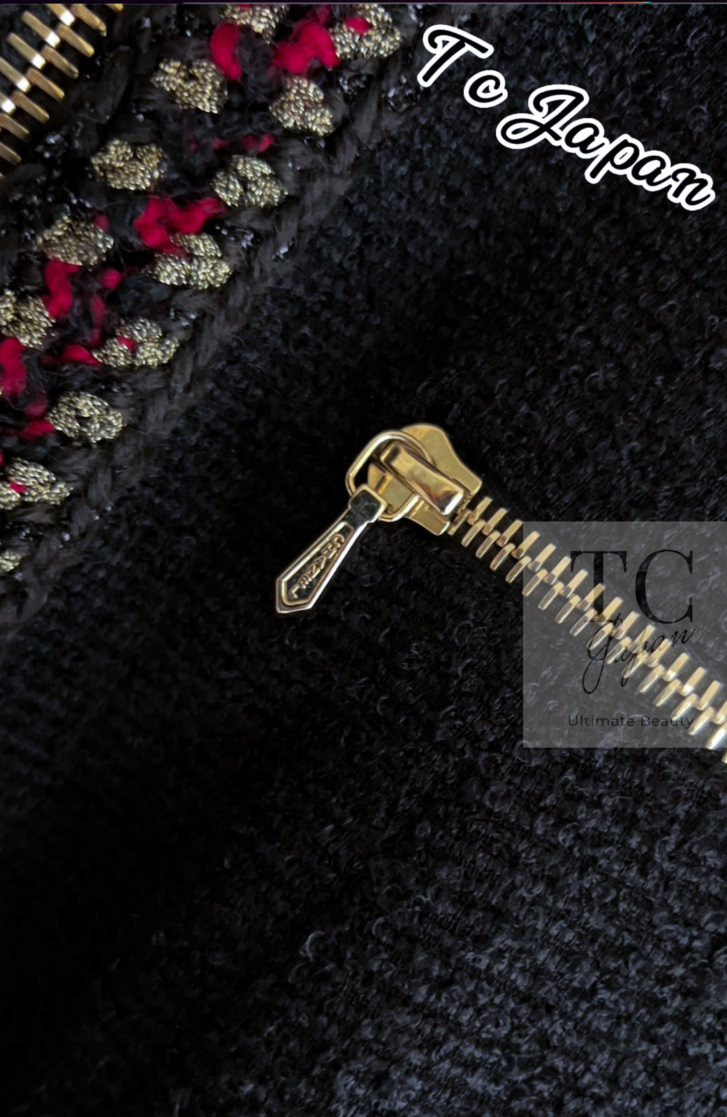 CHANEL 10PF Black Zipper Pocket Wool Silk Jacket 38 シャネル ブラック ジッパー ポケット ウール シルク ジャケット 即発