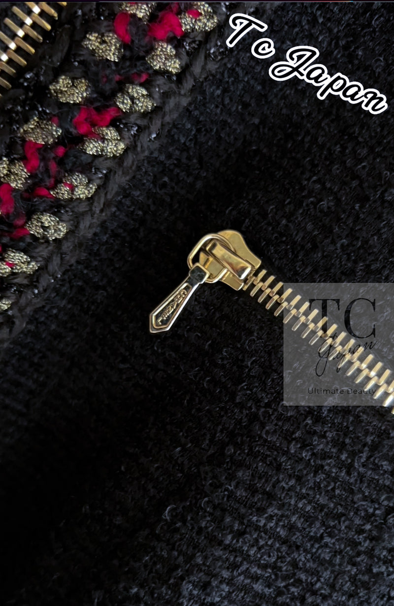 CHANEL 10PF Black Zipper Pocket Wool Silk Jacket 38 シャネル ブラック ジッパー ポケット ウール シルク ジャケット 即発