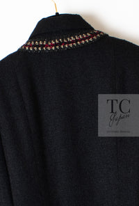 CHANEL 10PF Black Zipper Pocket Wool Silk Jacket 38 シャネル ブラック ジッパー ポケット ウール シルク ジャケット 即発