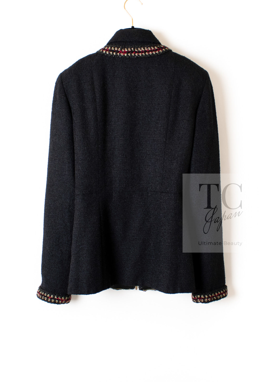 CHANEL 10PF Black Zipper Pocket Wool Silk Jacket 38 シャネル ブラック ジッパー ポケット ウール シルク ジャケット 即発