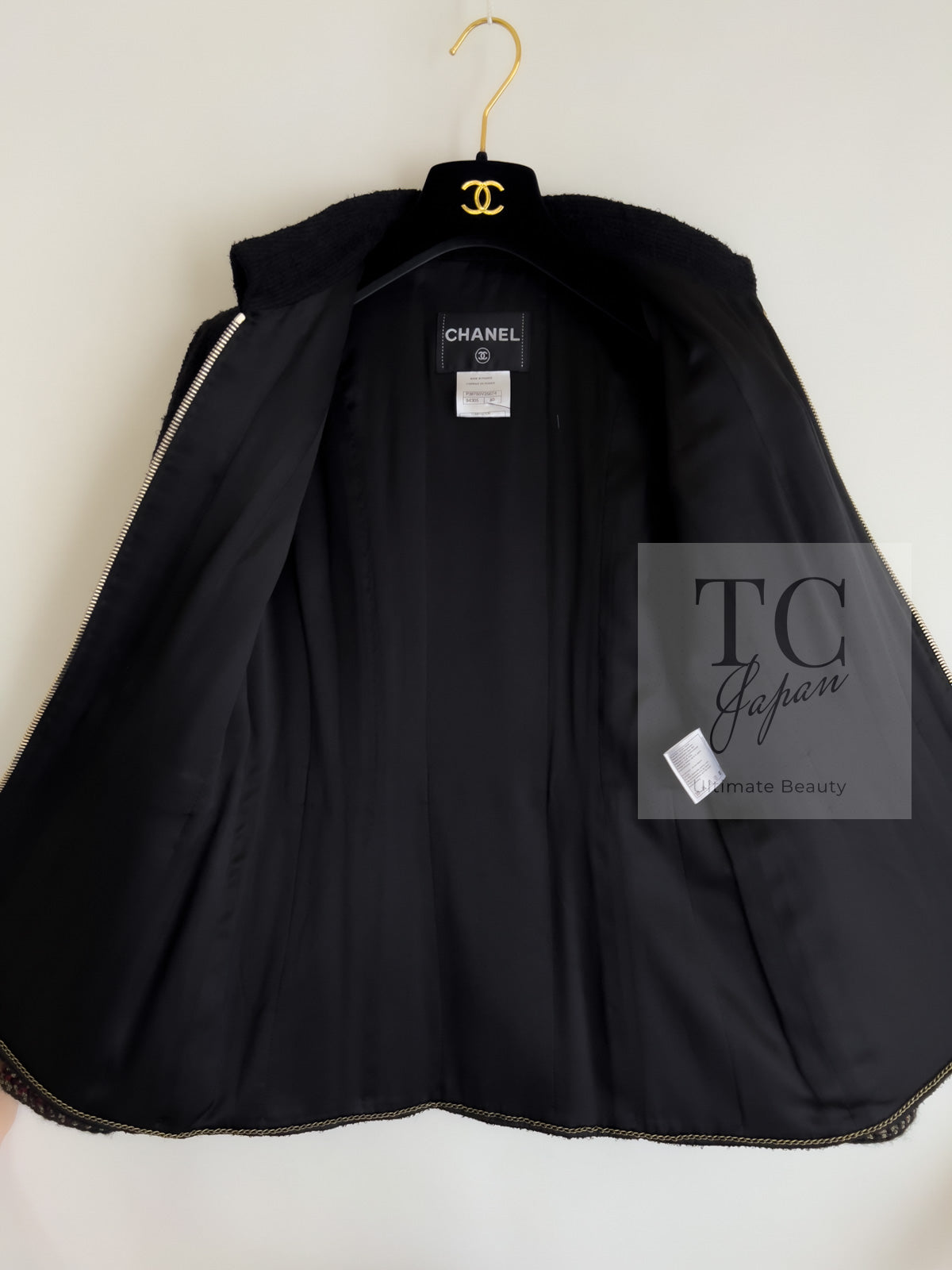 CHANEL 10PF Black Zipper Pocket Wool Silk Jacket 38 シャネル ブラック ジッパー ポケット ウール シルク ジャケット 即発