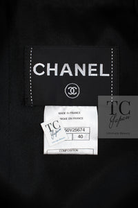 CHANEL 10PF Black Zipper Pocket Wool Silk Jacket 38 シャネル ブラック ジッパー ポケット ウール シルク ジャケット 即発