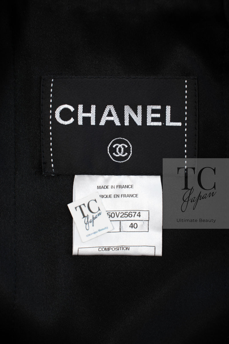CHANEL 10PF Black Zipper Pocket Wool Silk Jacket 38 シャネル ブラック ジッパー ポケット ウール シルク ジャケット 即発