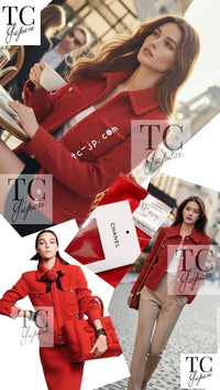 CHANEL 19A Coral Red Zipper Wool Tweed Coat Jacket 36 38 42 シャネル コーラル レッド ジッパー ウール ツイード コート ジャケット 即発 - TC JAPAN