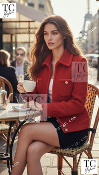 CHANEL 19A Coral Red Zipper Wool Tweed Coat Jacket 36 38 42 シャネル コーラル レッド ジッパー ウール ツイード コート ジャケット 即発 - TC JAPAN