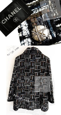 CHANEL 18PF Black Gray Tweed Jacket 34 36 シャネル ブラック グレー ツイード ジャケット 即発