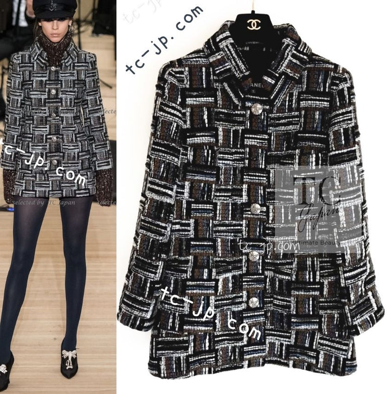 CHANEL 18PF Black Gray Tweed Jacket 34 36 シャネル ブラック グレー ツイード ジャケット 即発