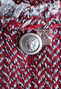 CHANEL 08A Bordeaux Wine Red Gray Wool Tweed Jacket 34 シャネル ボルドー ワイン レッド グレー ウール ツイード ジャケット 即発