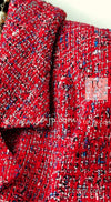 CHANEL 19PS Red Pearl Logo Buttons Tweed Jacket 38 シャネル レッド パール ロゴ ボタン ツイード ジャケット 即発