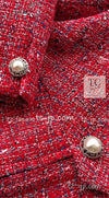 CHANEL 19PS Red Pearl Logo Buttons Tweed Jacket 38 シャネル レッド パール ロゴ ボタン ツイード ジャケット 即発