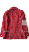 CHANEL 19PS Red Pearl Logo Buttons Tweed Jacket 38 シャネル レッド パール ロゴ ボタン ツイード ジャケット 即発