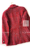 CHANEL 19PS Red Pearl Logo Buttons Tweed Jacket 38 シャネル レッド パール ロゴ ボタン ツイード ジャケット 即発