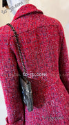 CHANEL 19PS Red Pearl Logo Buttons Tweed Jacket 38 シャネル レッド パール ロゴ ボタン ツイード ジャケット 即発