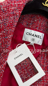 CHANEL 19PS Red Pearl Logo Buttons Tweed Jacket 38 シャネル レッド パール ロゴ ボタン ツイード ジャケット 即発