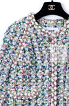 CHANEL 18C Green White Blue Fantasy Tweed Jacket 36 シャネル グリーン ホワイト ブルー ファンタジー ツイード ジャケット 即発