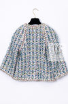 CHANEL 18C Green White Blue Fantasy Tweed Jacket 36 シャネル グリーン ホワイト ブルー ファンタジー ツイード ジャケット 即発