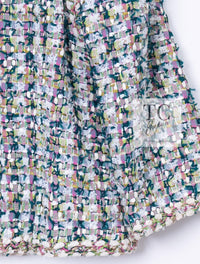 CHANEL 18C Green White Blue Fantasy Tweed Jacket 36 シャネル グリーン ホワイト ブルー ファンタジー ツイード ジャケット 即発