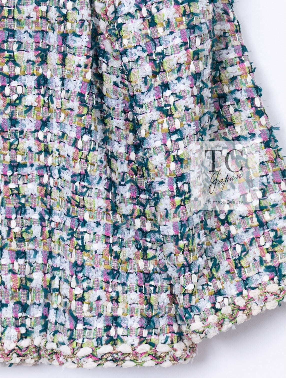 CHANEL 18C Green White Blue Fantasy Tweed Jacket 36 シャネル グリーン ホワイト ブルー ファンタジー ツイード ジャケット 即発