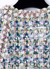 CHANEL 18C Green White Blue Fantasy Tweed Jacket 36 シャネル グリーン ホワイト ブルー ファンタジー ツイード ジャケット 即発