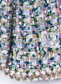 CHANEL 18C Green White Blue Fantasy Tweed Jacket 36 シャネル グリーン ホワイト ブルー ファンタジー ツイード ジャケット 即発
