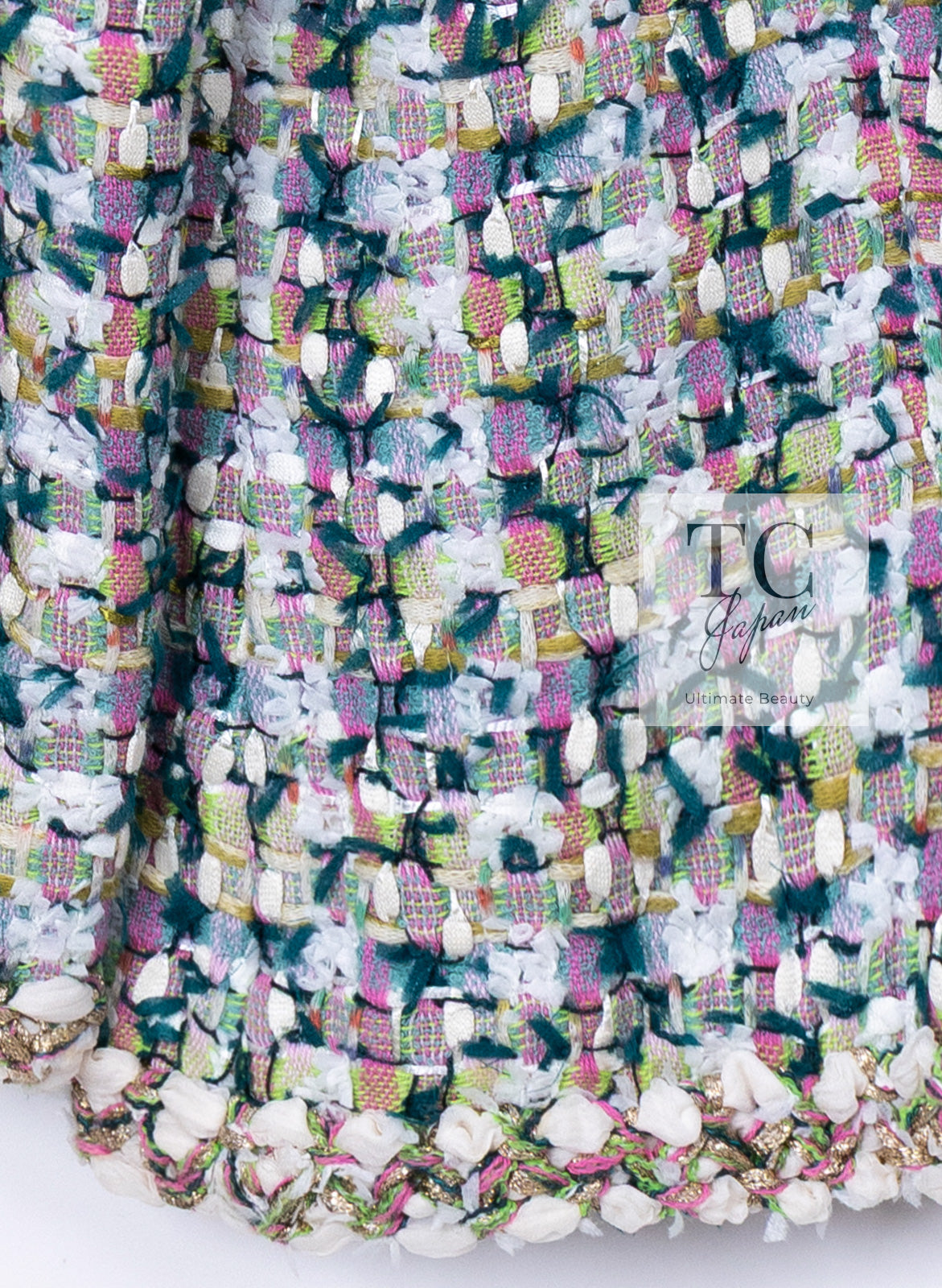 CHANEL 18C Green White Blue Fantasy Tweed Jacket 36 シャネル グリーン ホワイト ブルー ファンタジー ツイード ジャケット 即発