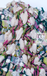 CHANEL 18C Green White Blue Fantasy Tweed Jacket 36 シャネル グリーン ホワイト ブルー ファンタジー ツイード ジャケット 即発