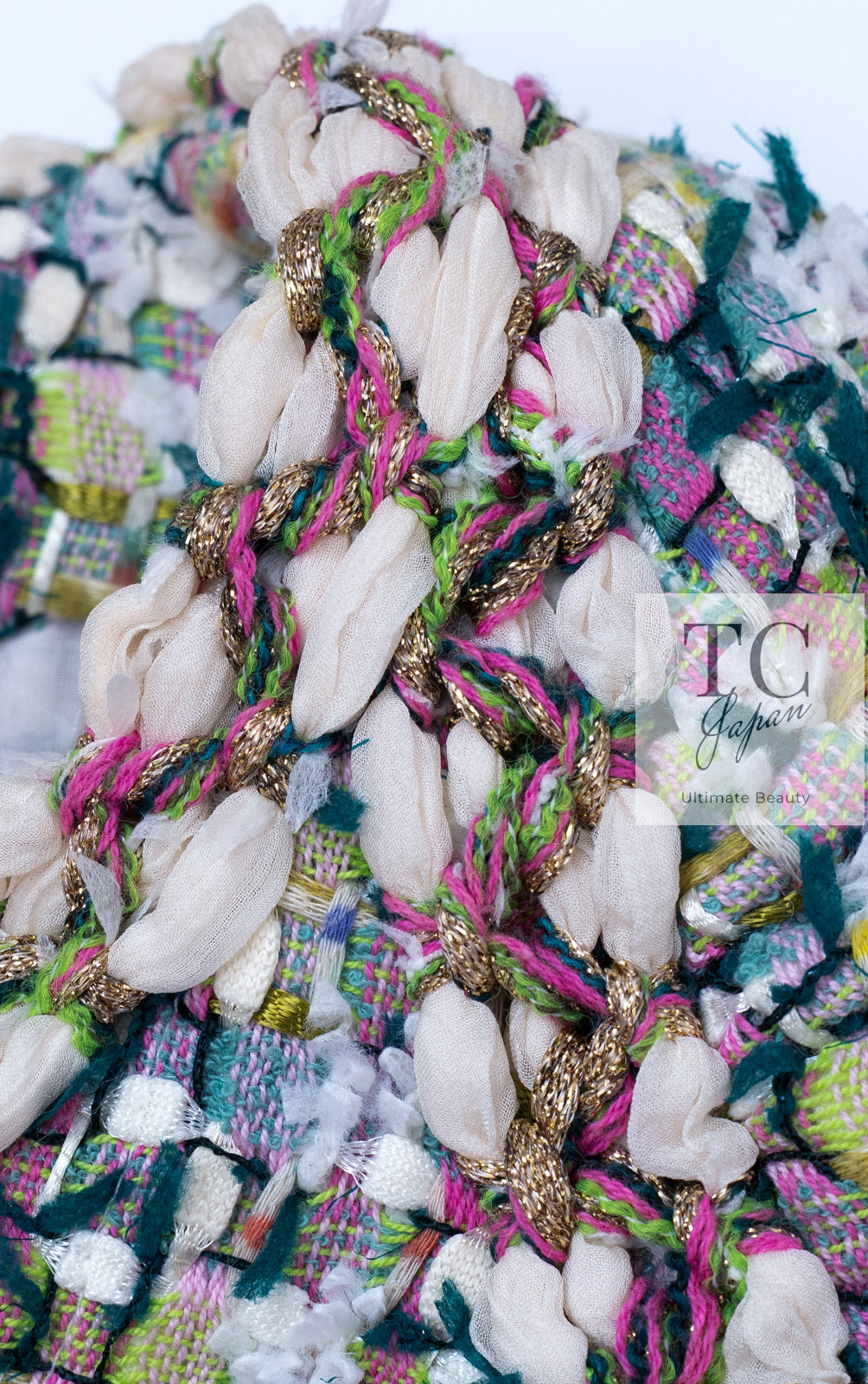 CHANEL 18C Green White Blue Fantasy Tweed Jacket 36 シャネル グリーン ホワイト ブルー ファンタジー ツイード ジャケット 即発