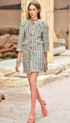 CHANEL 18C Green White Blue Fantasy Tweed Jacket 36 シャネル グリーン ホワイト ブルー ファンタジー ツイード ジャケット 即発