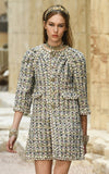 CHANEL 18C Green White Blue Fantasy Tweed Jacket 36 シャネル グリーン ホワイト ブルー ファンタジー ツイード ジャケット 即発