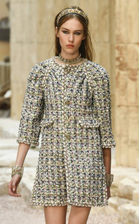 CHANEL 18C Green White Blue Fantasy Tweed Jacket 36 シャネル グリーン ホワイト ブルー ファンタジー ツイード ジャケット 即発