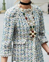 CHANEL 18C Green White Blue Fantasy Tweed Jacket 36 シャネル グリーン ホワイト ブルー ファンタジー ツイード ジャケット 即発