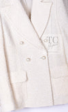 CHANEL 19C Ivory LA PAUSA Buttons Double Jacket 36 38 シャネル アイボリー ラ パウザ ロゴ ボタン ダブル ジャケット 即発