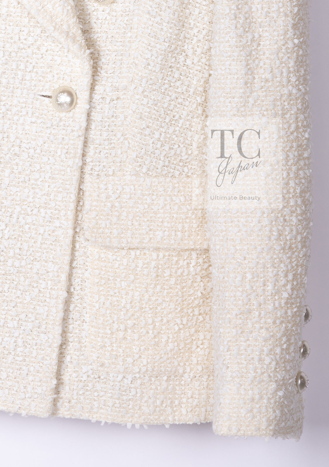 CHANEL 19C Ivory LA PAUSA Buttons Double Jacket 36 38 シャネル アイボリー ラ パウザ ロゴ ボタン ダブル ジャケット 即発