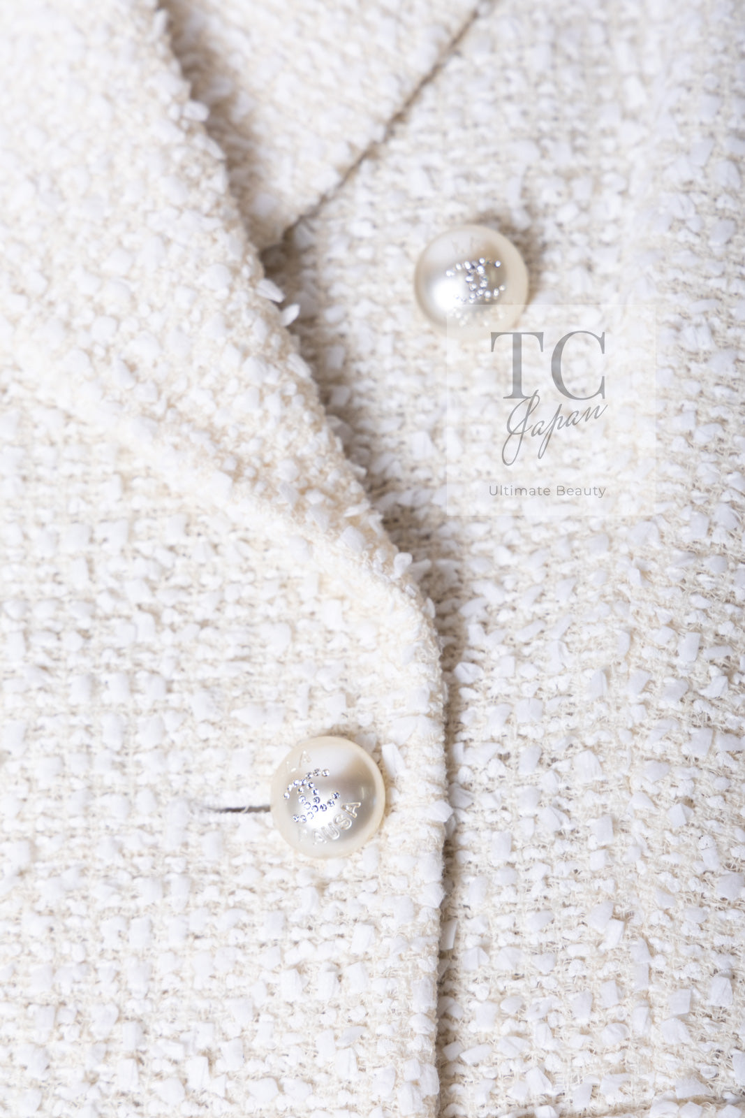 CHANEL 19C Ivory LA PAUSA Buttons Double Jacket 36 38 シャネル アイボリー ラ パウザ ロゴ ボタン ダブル ジャケット 即発