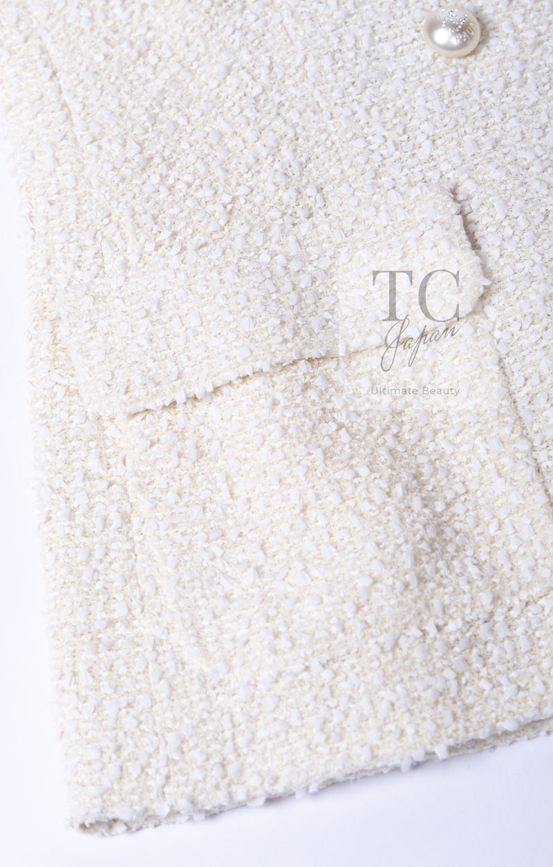 CHANEL 19C Ivory LA PAUSA Buttons Double Jacket 36 38 シャネル アイボリー ラ パウザ ロゴ ボタン ダブル ジャケット 即発