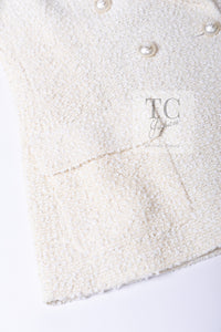 CHANEL 19C Ivory LA PAUSA Buttons Double Jacket 36 38 シャネル アイボリー ラ パウザ ロゴ ボタン ダブル ジャケット 即発