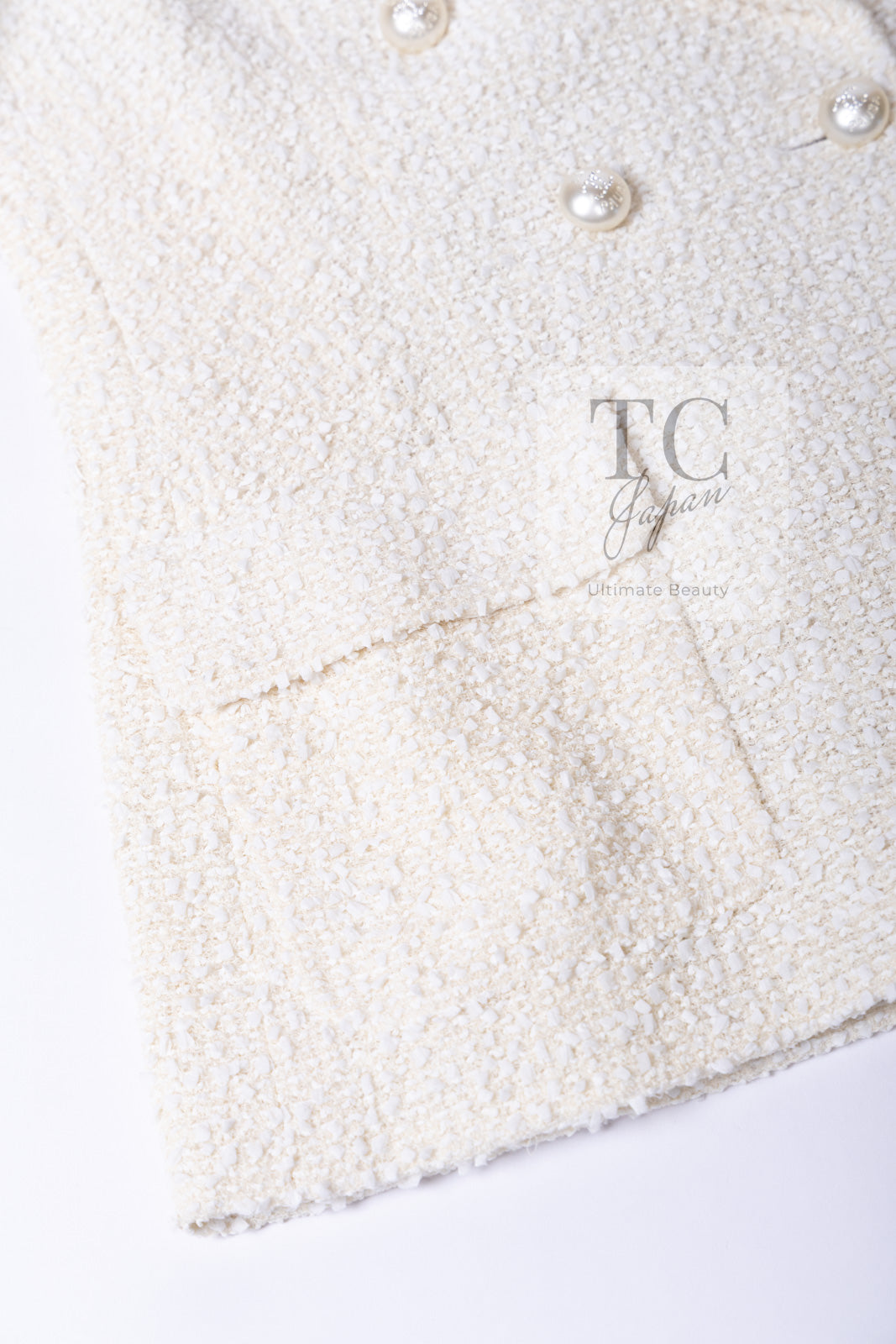 CHANEL 19C Ivory LA PAUSA Buttons Double Jacket 36 38 シャネル アイボリー ラ パウザ ロゴ ボタン ダブル ジャケット 即発