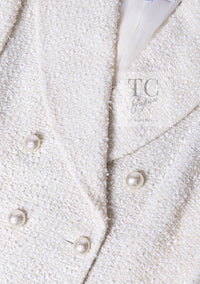 CHANEL 19C Ivory LA PAUSA Buttons Double Jacket 36 38 シャネル アイボリー ラ パウザ ロゴ ボタン ダブル ジャケット 即発
